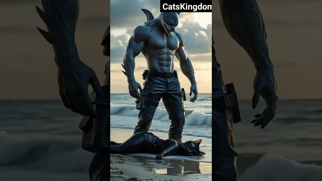 🚁Husband Cat Pushed Wife By Ship | 🦈 Shark Saved the Life of Kitten #catsshort #catlovers #cats