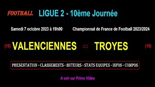 VALENCIENNES - TROYES : match de football de la 10ème journée de Ligue 2 - Saison 2023/2024