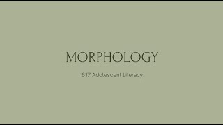 617 Morphology Individual Presentation