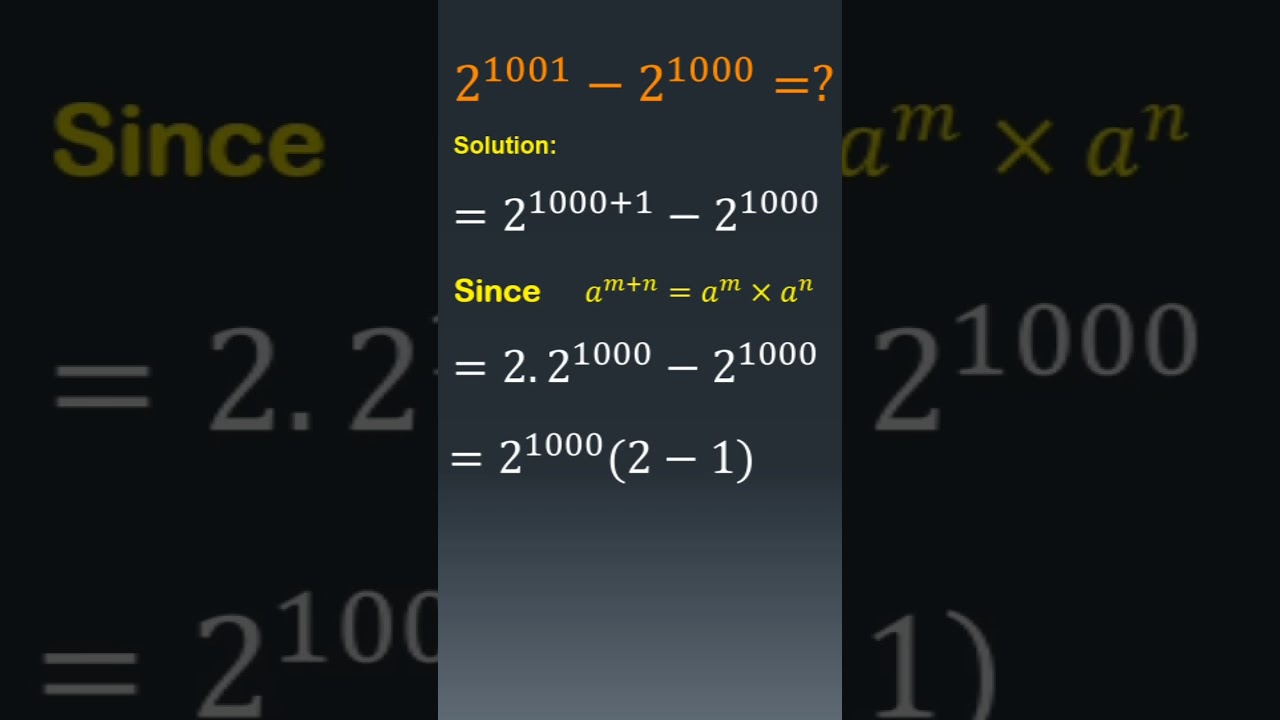 Math Olympiad Question || How to find the solution for 2^1001 -2^1000