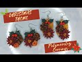 Christmas Earrings - How to make polymerclay earrings | Easy poinsettia Pine cone Polymer clay
