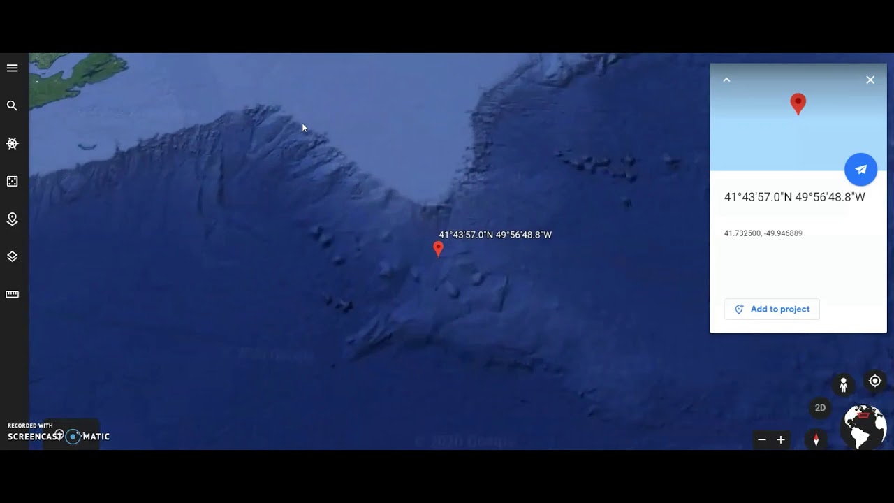 Google Maps Coordinates For Titanic Wreckage Where Passengers And | My ...