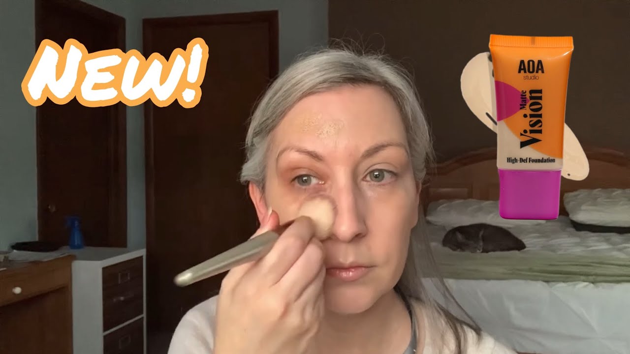AOA Matte Vision Hi Def Foundation review demo first impression over 40 makeup