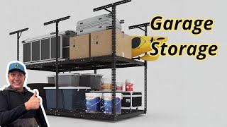 Overhead Garage Storage Rack Fleximounts Adjustable Heavy Duty 2 Tier Storage System