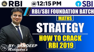 Strategy | Maths | By Sandeep Mahendras | SBI & RBI Foundation Class | 12:15 pm