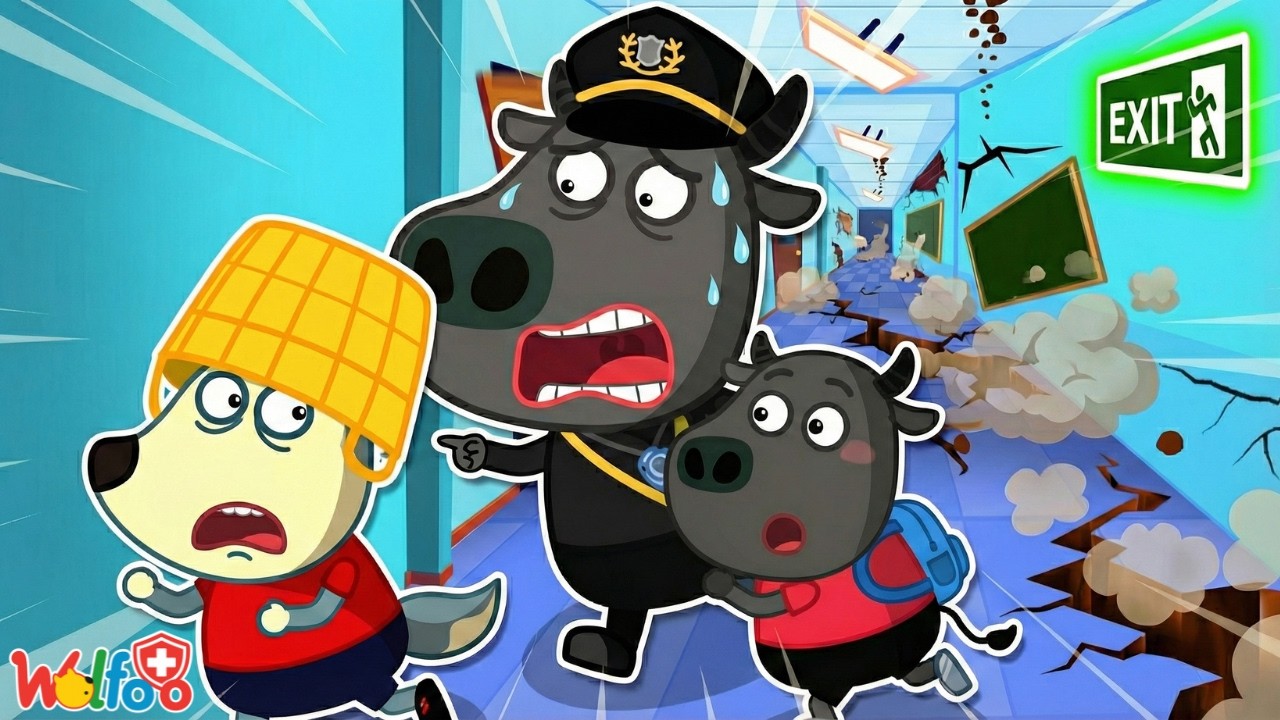 How to Survive an Earthquake At School? 🏫 Stay Safe with Officer Rhino | Police Cartoon