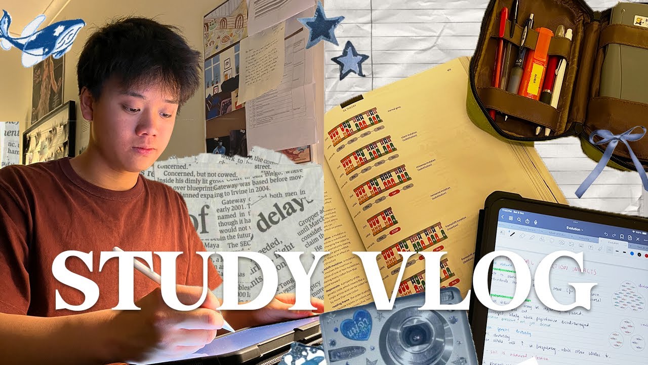 STUDY VLOG 📓🎧 library study sessions, bio exam revision, last week of ...