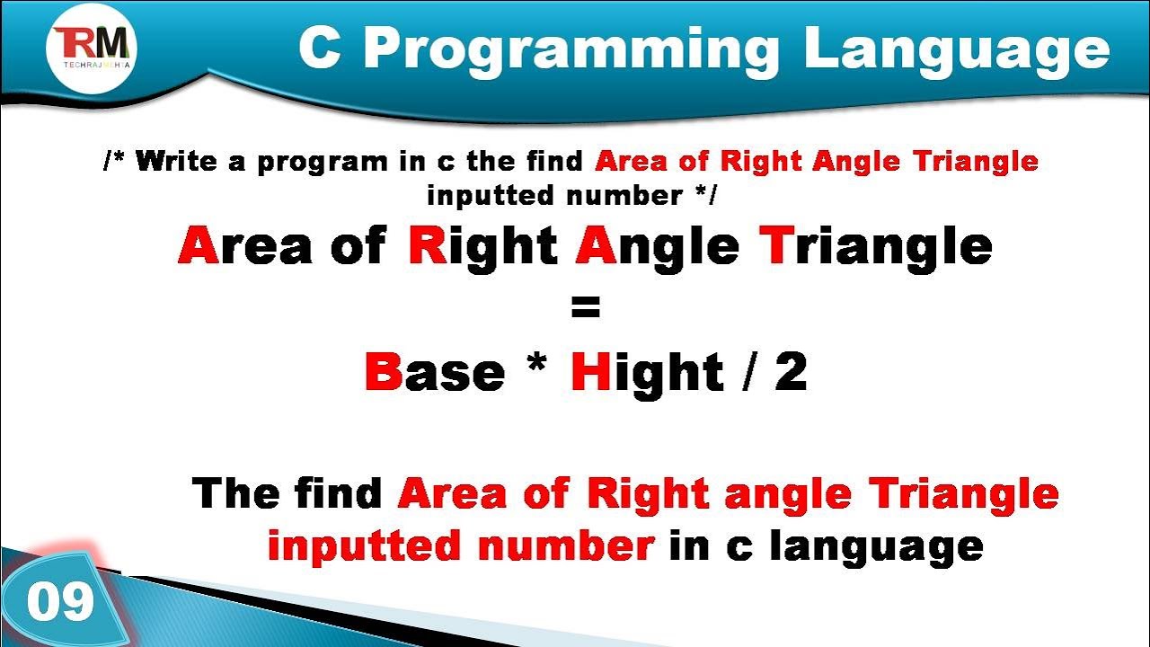 The find area of right angle triangle in c - YouTube