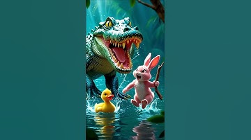 🐰Bunny Saves Orphaned Duckling After Crocodile Attack 😢💔 #rabbitrescue #animalrescue #ai #pets