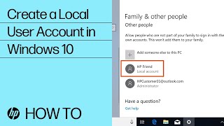 Create A Local User Account In Windows 10 Hp Computers Hp Support