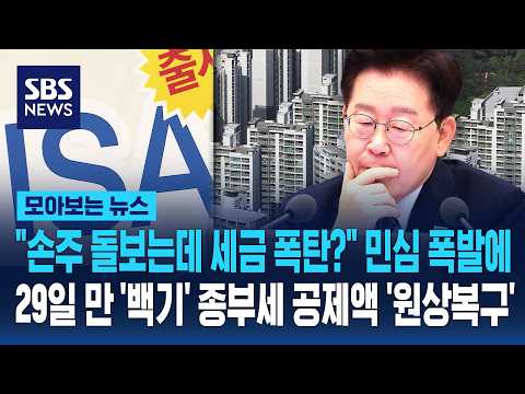 "손주 돌보는데 세금 폭탄?" '민심 폭발'에..29일 만에 '백기' 종부세 공제액 '원상복구' / SBS / 모아보는 뉴스