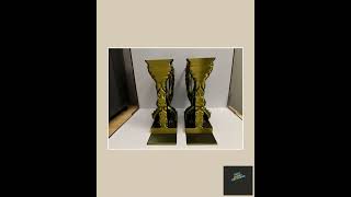 3D Printed Golden Dragon Bookends: Fantasy Shelf Guardians for Book Lovers & Gothic Decor Enthusi...