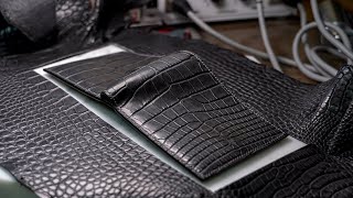 Making Hermes Alligator Bespoke Bifold wallet. 에르메스 엘리게이터 악어 비스포크 지갑 만들기
