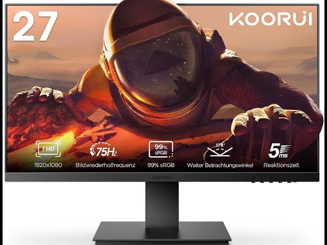 KOORUI Écran PC Incurvé - Dalle VA 23.6 Pouces, Résolution FHD (1920 x  1080), 1800R, 60Hz, 5ms