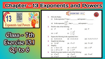 Q.1 to 6 | Class 7th | Ex 13.1 |Chapter 13 | Exponents and Powers  | Math | PSEB |
