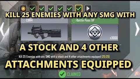 Kill 25 Enemies with any SMG With a Stock and 4 other attachments Equipped Call Of Duty Mobile