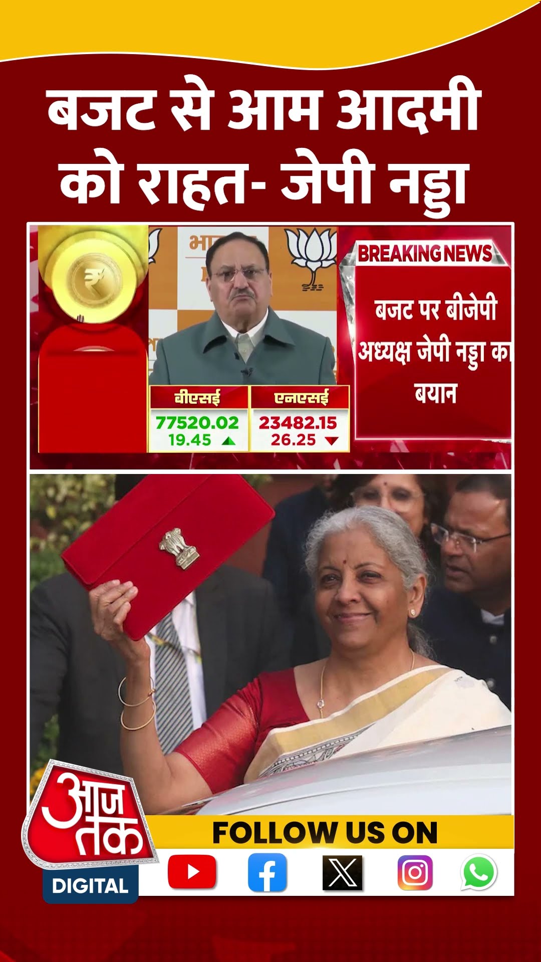 Budget से आम आदमी को राहत: JP Nadda #shortsvideo #unionbudget2025 #nirmalasitharaman #viralvideo