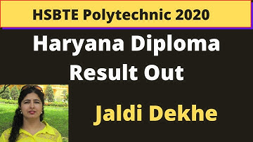 Haryana Polytechnic result out | Polytechnic Intermediate student result out | HSBTE Polytechnic2020