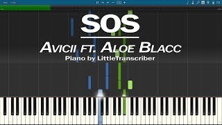 Avicii - SOS (Piano Cover) ft Aloe Blacc Synthesia Tutorial by LittleTranscriber