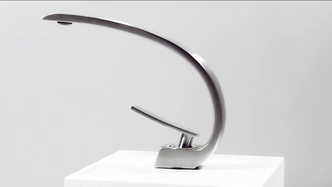 Modern Bathroom Vessel Sink Faucet Long Curved Spout Single Handle Vanity Faucet