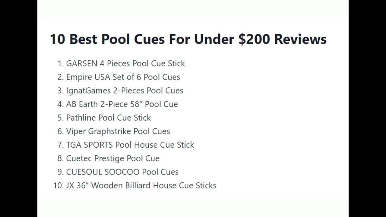 Top 3 Best Pool Cues For Under 200 2023 Buying Guide & Reviews YouTube
