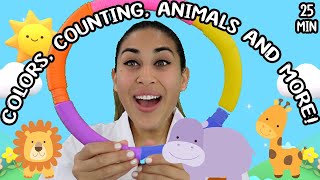 Learn Colors, Counting and Animals ! All in Spanish with Miss Nenna the Engineer | Spanish For Minis