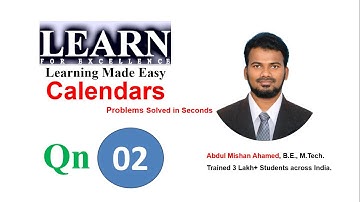 Calendars Question 02 || Placement Specific Questions || Abdul Mishan || Learn For Excellence