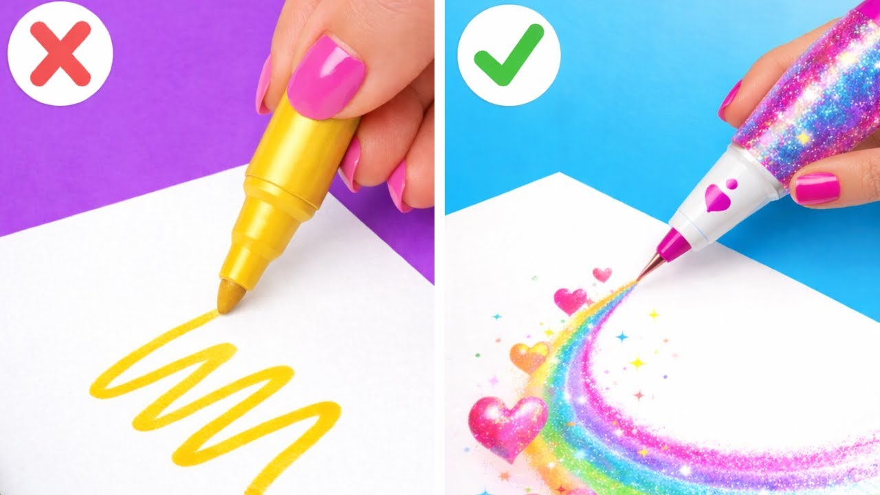 SCHOOL ART HACKS 🎒🎨 Smart Art Ideas & School Life Tricks by 123 GO! GOLD