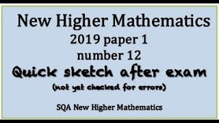 2019 SQA Higher Mathematics paper 1 no.12 Quick Sketch