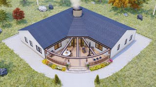 65' x 65' (20m x 20m) Absolutely Stunning House Design With Floor Layout  House Design Idea