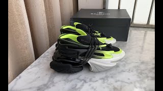 Balmain Fluorescent Unicorn trainers in neoprene and leather Black Yellow Review