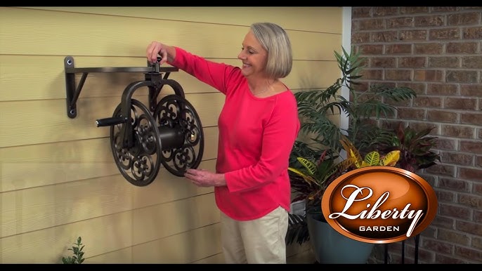 Liberty Garden Model 704 Cast Aluminum Decorative Wall Mounted Hose Reel 