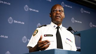 Toronto police chief mark saunders said the spate of shootings "by and
large have street gang connotations to them," that are working "shift"
t...