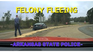 High Speed Pursuit on BMW fleeing from local police - Arkansas State Police takeover chase