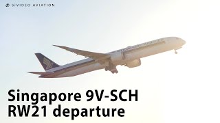 Singapore Airlines (9V-SCH) early morning RW21 departure at Perth Airport.