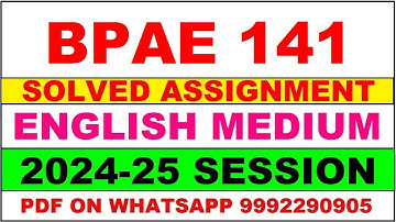 bpae 141 solved assignment 2024-25 | bpae 141 solved assignment in english 2025 | bpae 141 2024-25