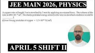 A copper wire of length 3 m is stretched by 3 mm by applying an external force. The volume of the wi
