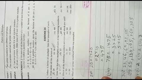 CLASS VI (MATHEMATICS) Chapter 2 "FACTORS AND MULTIPLES" (Part 2) Exercise 2(A)