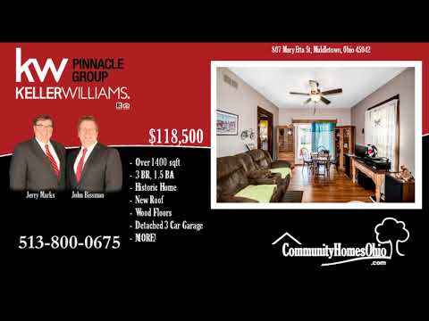 3 Bed 1.5 Bath Historic Home for Sale 807 Mary Etta St, Middletown, OH home video tour