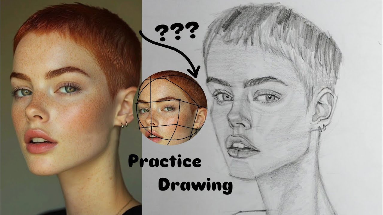 How to Draw a easy girl portrait using Loomis method | Portrait drawing ...