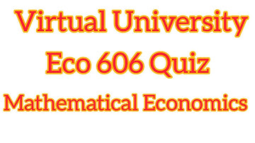 Virtual University Quiz Eco 606 || Mathematical Economics ||