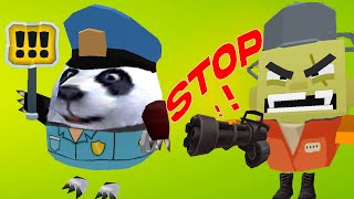 Uncle Zombie Prison And Police Panda | Chicken Gun