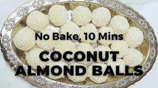 No Bake Coconut Almond Balls l Easy 10 Mins Healthy Snack Bites - Flavours Treat