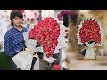 100 Roses wrapping Bouquet || how to make big bouquet new technics