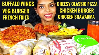 Mukbang Big Bitesclassic Cheesy Pizzaveg Non Veg Burger Chicken Shawarma Buffalo Wings