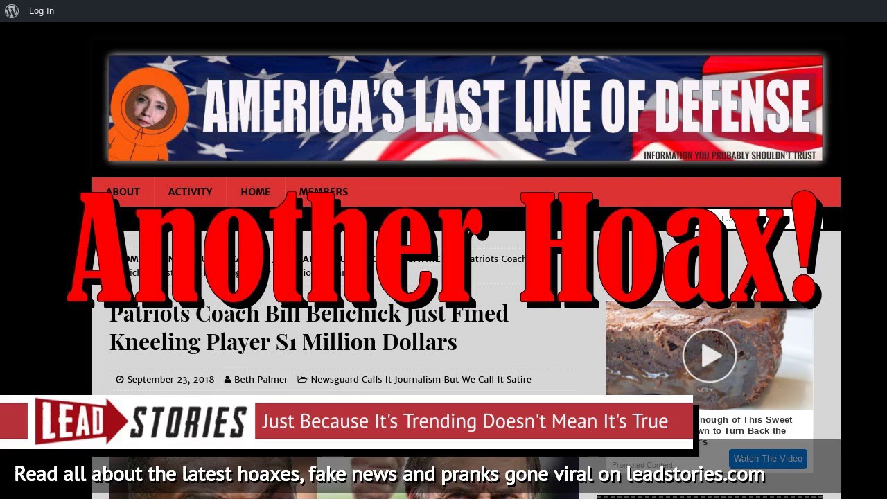 Fake News: Patriots Coach Bill Belichick Did NOT Fine Kneeling Player $1 Million Dollars