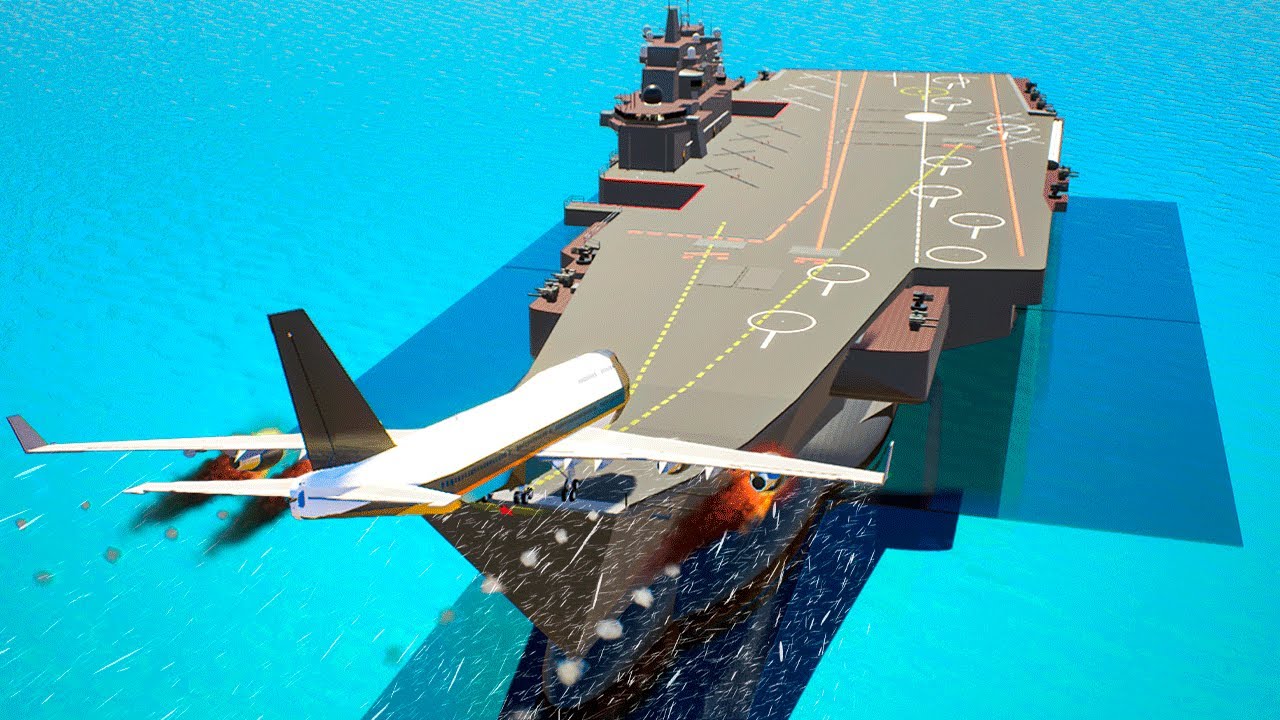 LANDING ON AN AIRCRAFT CARRIER ON DIFFERENT PLANES - Airplane Crash in ...