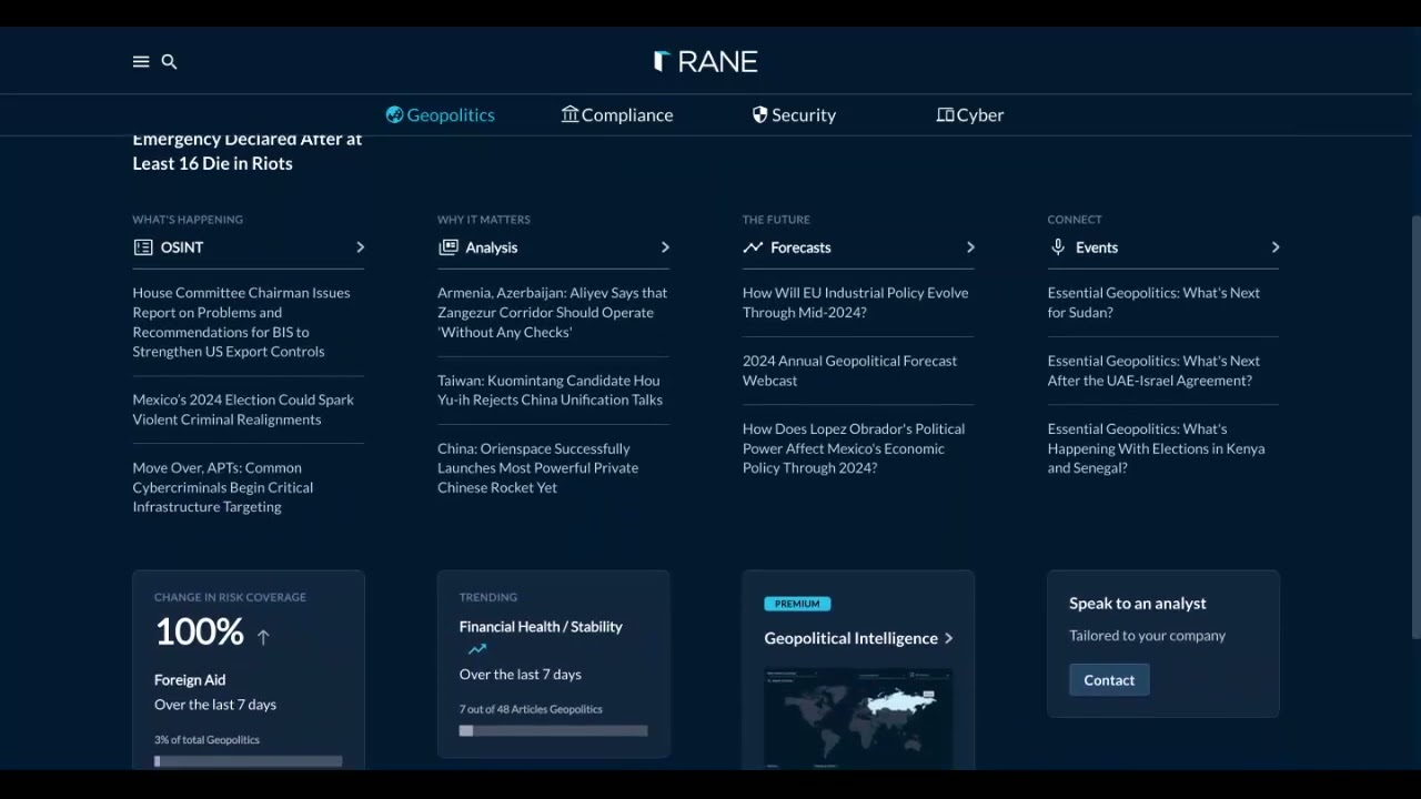 RANE Risk Intelligence Overview