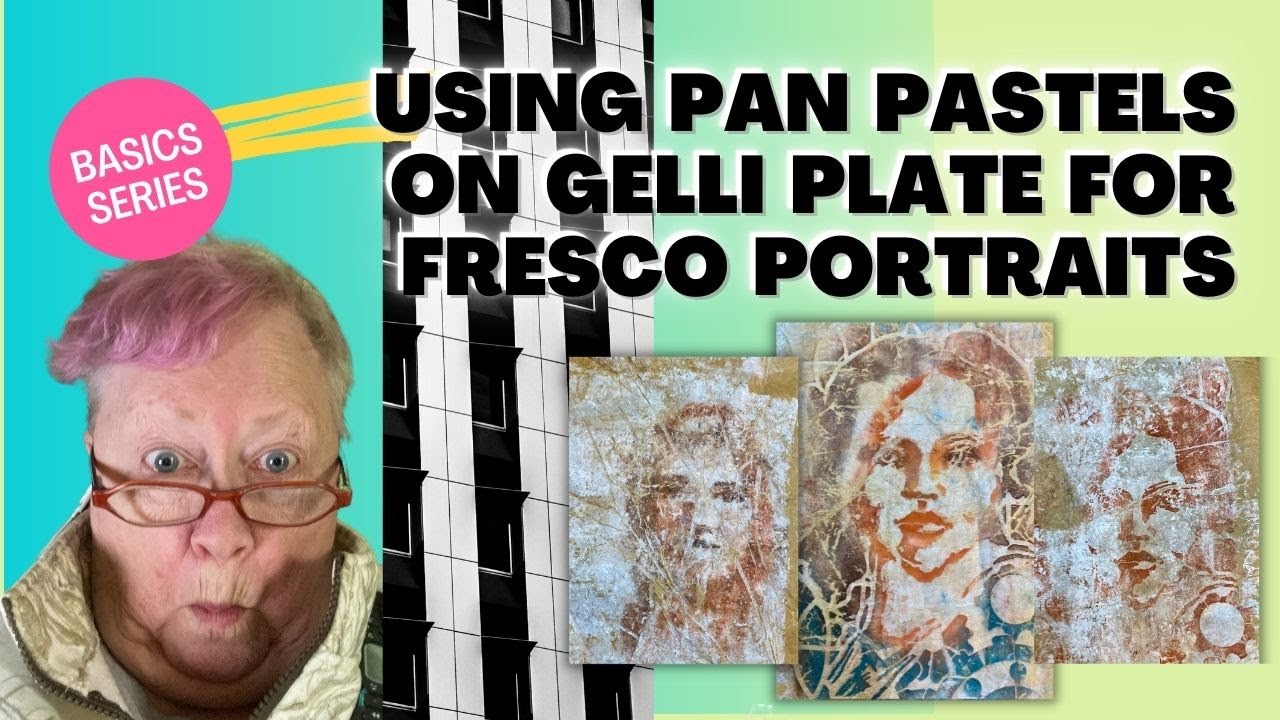 Pan Pastels and Gelli Plate! Faces, Stencils, and Crinkled Packing