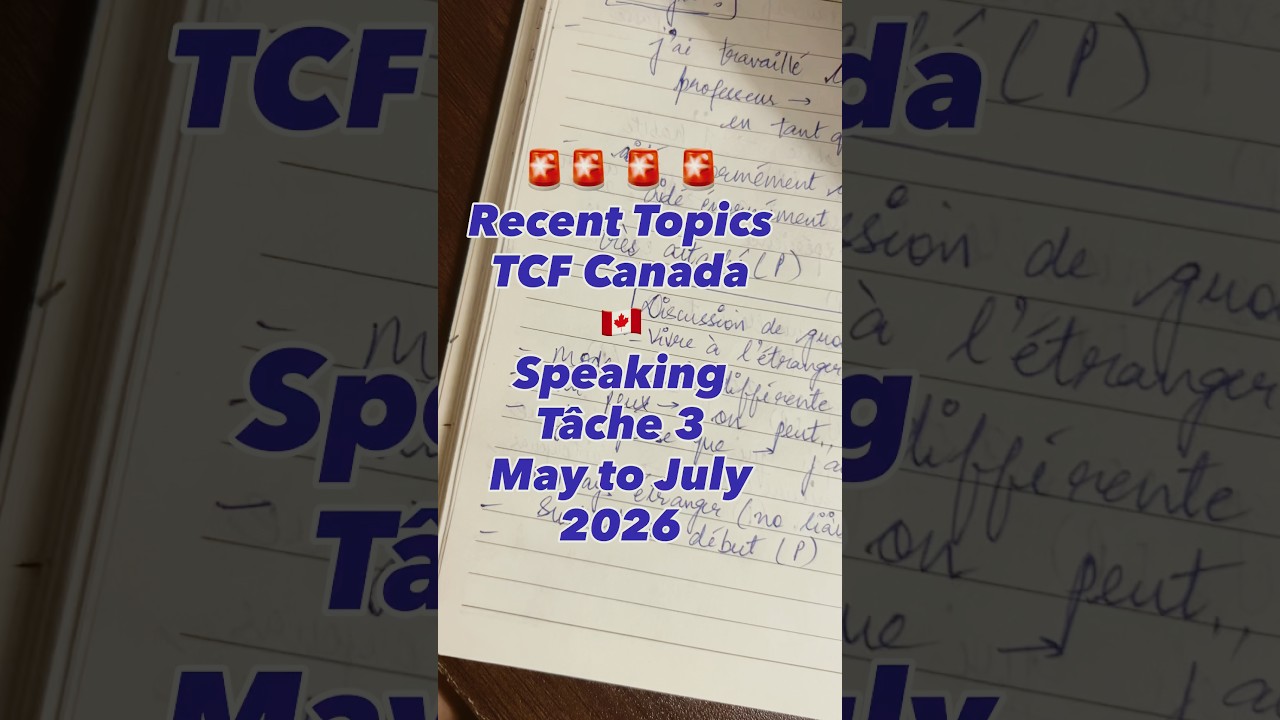 Recent TCF Canada Themes for Speaking Task 3 | Monologue | CLB 7 | May to July 2026